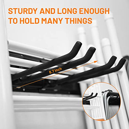 Wallmaster Garage Storage Organization Wall Mount, Garden Tool Rack Organizer Heavy Duty Folding Chair Hangers with 6 Adjustable Hooks 48inch Tracks Max Load 450lb (Pack of 2) - size: 6Hooks+3Panels (Pack of 2)