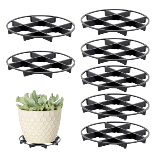 8 Pcs 4.35" Plant Saucer Drainage Rack Stand, Pot Saucer Support Flower Pot Level Feet Support Holder Vase Lifter Bottom Drainer Risers Plants Root Prevention for Indoor Outdoor Garden