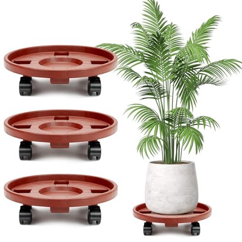 3 Pack Plant Caddy with Wheels, 13 inch Rolling Plant Stands