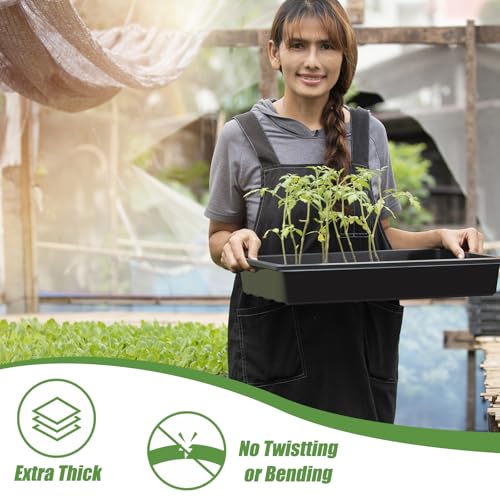 mwellewm 10 Pcs Seed Starter Tray Kit 1014 Seed Starting Trays Square Seedling Plant Tray Planting Sturdy Microgreens Growing Trays Reusable Germination Tray Indoors No Holes, 14x11x2.5In - size: 14.17" x 11" x 2.5" Trays-10Pcs