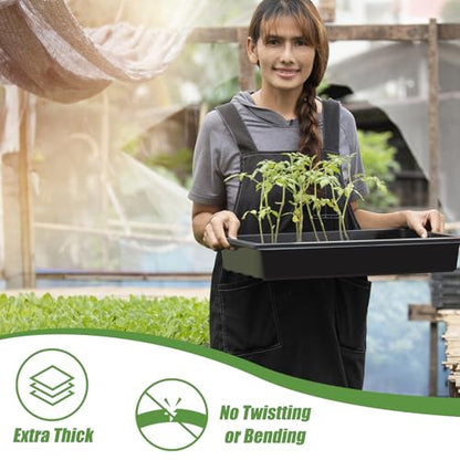 mwellewm 10 Pcs Seed Starter Tray Kit 1014 Seed Starting Trays Square Seedling Plant Tray Planting Sturdy Microgreens Growing Trays Reusable Germination Tray Indoors No Holes, 14x11x2.5In - size: 14.17" x 11" x 2.5" Trays-10Pcs