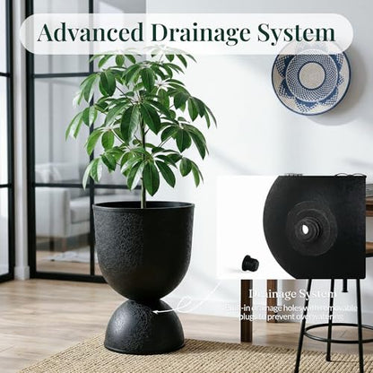 KOL 23 Inch Tall Planters, Black Plastic Urn Planters, 1 Pack - color: Black, size: Single: 23"
