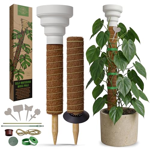 Organo Republic Moss Pole Monstera Plant Support Stakes - 26.4" Unique Self-Watering, Extendable Coco Coir Pole for Climbing Plant Supports for Potted Plants Indoor for Monstera, Pothos & More - size: 2 Pack - 26.4 Inch