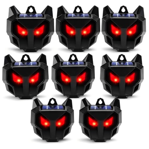Solar Nocturnal Animal Repeller Outdoor with Predator Eyes Auto Activate Predator Deterrent Guard Lights for Coyote Skunk Deer Fox Raccoon,Nighttime Protection for Chicken Coop Yard Garden, 8 Pack