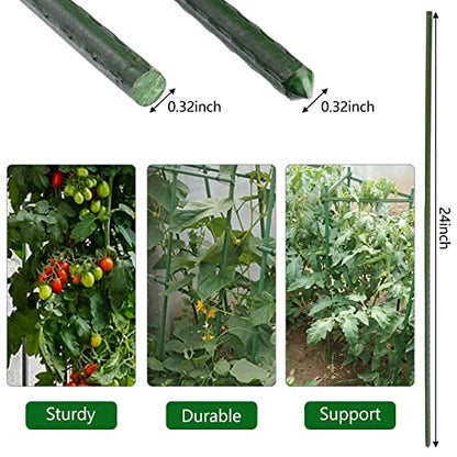 Garden Plant Stakes, 24 Inch 2Ft Steel Plant Stick Support, 25 Pack - size: 24 Inch