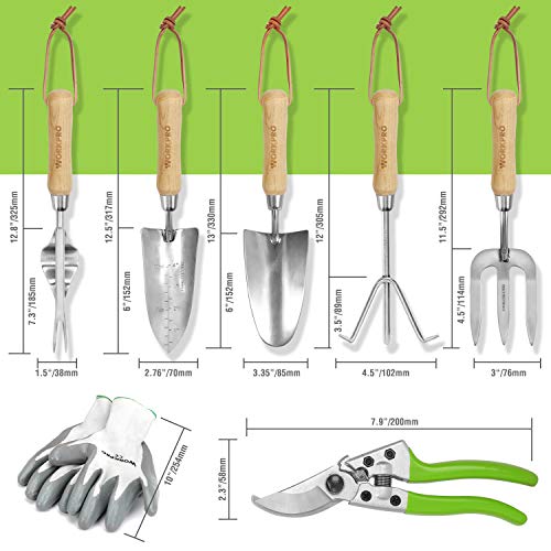 WORKPRO 8 Piece Garden Tools Set, Heavy Duty - color: Green