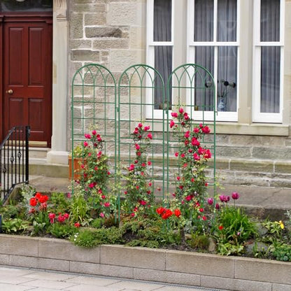 DoCred 4 Pack Garden Trellis for Climbing Plants, 59 Inch Metal Trellis - color: Green, size: 59''H x 16''W/4 Pack