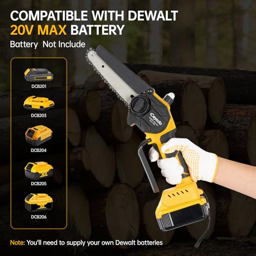 Mini Chainsaw Cordless Compatible with Dwt 20V MAX, 6 Inch Brushless Chainsaw for Wood Cutting Pruning Tree Saw - size: Without Extension Pole