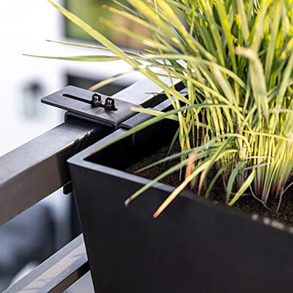 Veradek Pure Series Railing Planter - Tapered Window Box with Bracket - color: Black, size: 36 inch - 2 Pack