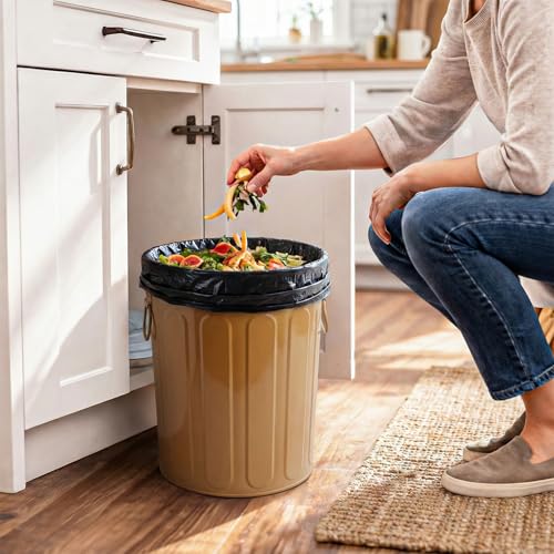 Plexon 5 Gallon Small Metal Trash Can with Lid Outdoor Galvanized Steel Bucket with Lid 5 Gal Storage Can for Dog Food Bird Seed Storage Container, Brown - color: Brown