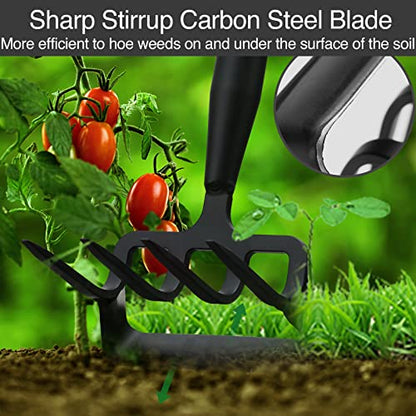 Oliynedy Stirrup Hoe Cultivator Garden Tool Heavy Duty,Scuffle Loop Action Hoe Weeding Gardening Hand Tools for Women Kids Men,Metal Weeder Scraper Garden Hoe Rake Weed Puller Long Handle 32-72 - size: 32-72"