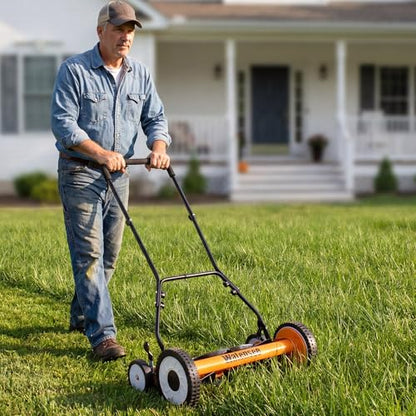 Walensee 18-Inch Manual Lawn Mower, 5-Blade Push Reel, 9 Heights - size: 18-Inch No Catcher