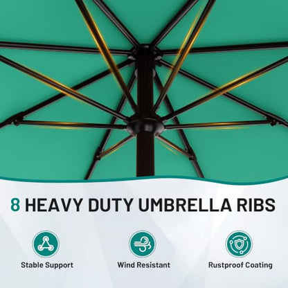 AreShark 9FT Outdoor Patio Umbrella with Tilt and Crank, Peacoke Blue - color: Peacoke Blue, size: 9ft
