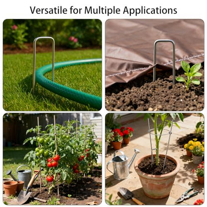 Atlantic Stainless Steel Landscape Staples Garden Stakes. (4"-Square-10pcs) - size: Square 4"x10pcs