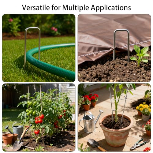Atlantic Stainless Steel Landscape Staples Garden Stakes. (6"-Square-60pcs) - size: Square 6"x60pcs
