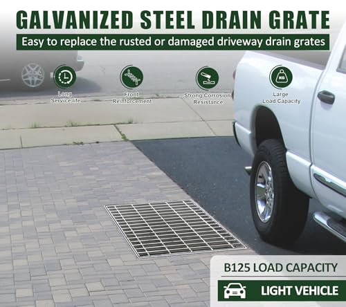 20in B125 Galvanized Steel Drain Grate(19.6x19.1 in) - color: Silver-1 Pack, size: 20x20 inch