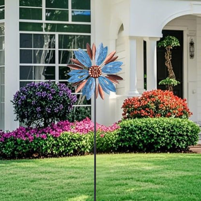 Wind Spinners Outdoor, Metal Kinetic Wind Sculpture Windmill Garden Decor - size: 4.26 ft