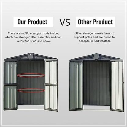 Patio Storage Outdoor Storage Shed - color: Dark Gray - 79.06 X 50.83 X 72.40 Inch