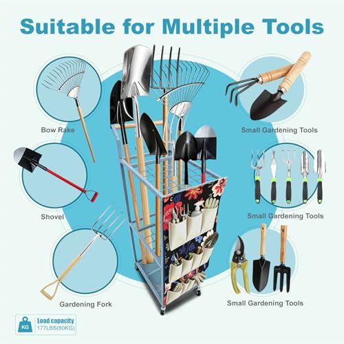 ANBOO Garden Tool Organizer Stand, Garage Tool Storage Organization - color: Navy