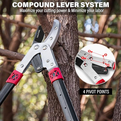 HAUTMEC Anvil Loppers for Tree Trimming Heavy Duty, Extendable 27-37'' Garden Loppers with Compound Action System, 2" Cutting Capacity, Labor-Saving Tree Trimmer for Yard, Lawn Branch Cutter - color: Loppers
