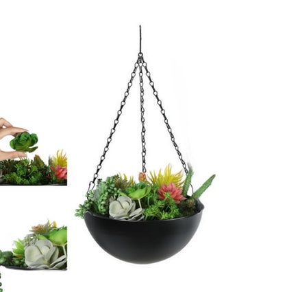Gold Metal Hanging Planters for Indoor Outdoor Plants,10" Hanging Baskets - color: Gold