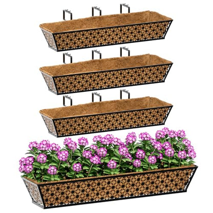 SPECILITE 30" Adjustable Metal Window Railing Planters Boxes, 4 Pack - size: 30in, style: 4Packs