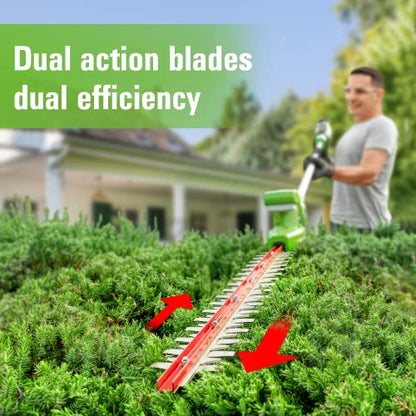 Greenworks 24V 8" Cordless Polesaw + 20" Pole Hedge Trimmer Combo (Great For Pruning and Trimming Branches / Shrubs), 2.0Ah Battery and Charger Included - size: 8" Combo (2.0Ah), style: Polesaw