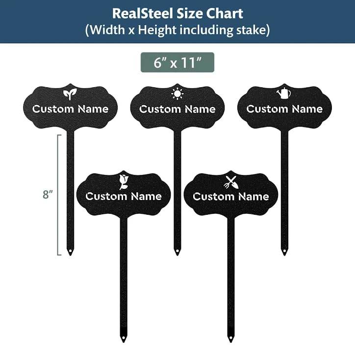 RealSteel Custom Seed & Plant Markers – Metal Garden Stakes for Herbs, Fruits & Vegetables | Elegant Steel Plant Labels for Pots, Raised Beds & Outdoor Gardens | Farmhouse & Greenhouse | Watering Can - style: Watering Can