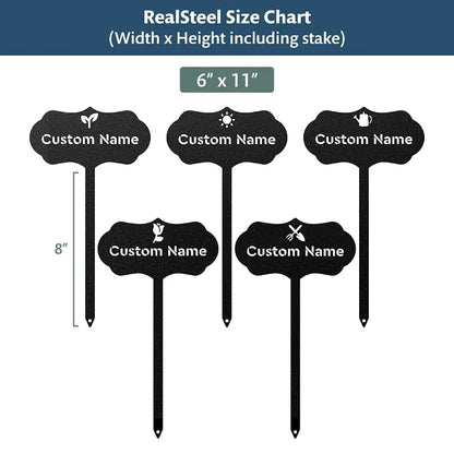 RealSteel Custom Seed & Plant Markers – Metal Garden Stakes for Herbs, Fruits & Vegetables | Elegant Steel Plant Labels for Pots, Raised Beds & Outdoor Gardens | Farmhouse & Greenhouse | Watering Can - style: Watering Can