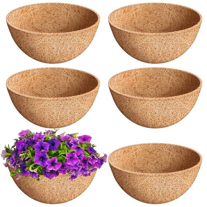 Riare 6 Pack 12 Inch Coco Liners for Planters, Round Hanging Baskets Liners - size: 12inch