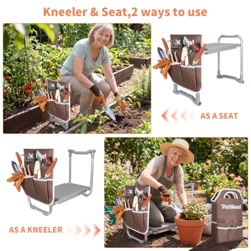 Foldable Garden Kneeler Seat,Heavy Duty Garden Workseat w/ Tool Bag & Pouch - color: Gray-modle C