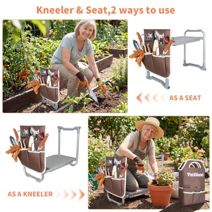 Foldable Garden Kneeler Seat,Heavy Duty Garden Workseat w/ Tool Bag & Pouch - color: Gray-modle C