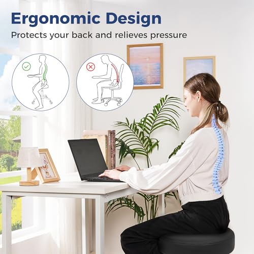 ANWBROAD Round Rolling Stool with Wheels Height Adjustment 360° Swivel