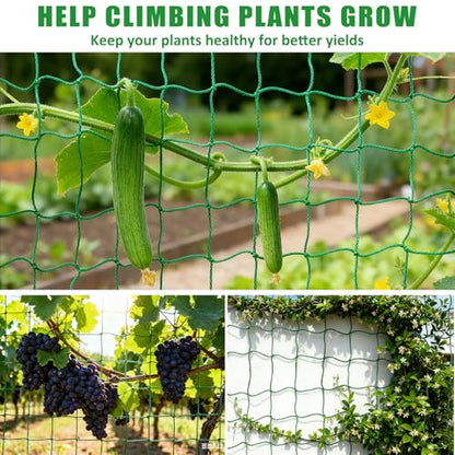 6.6x32.8FT Trellis Netting for Climbing Plants,Trellis Netting with Plant Clips, Heavy-Duty PE Trellis Net for Cucumber, Tomato, Vegetables, Fruits, Sweet Pea Plants - size: 6.6x32.8FT