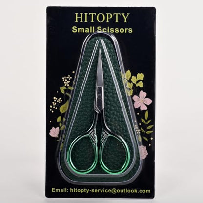 Small Sharp Scissors for Women Men Eyebrow Hair Beauty Grooming - color: Dark Green