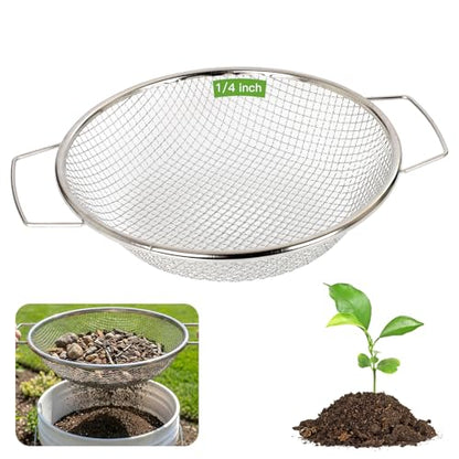 304 Stainless Steel Soil Sifter for 5 Gallon Bucket 1/4" Mesh Garden Sieve - size: 1/4 in (6 Mesh)