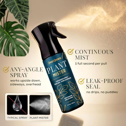 Plant Mister Spray Bottle for Indoor Plants With Plant Care Guide - color: Deep Teal with Gold