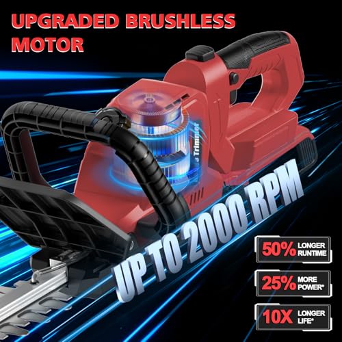 Givilo 20.4" Hedge Trimmer Cordless Compatible with Milwaukee M18 Battery - color: Red, size: 20 Inch