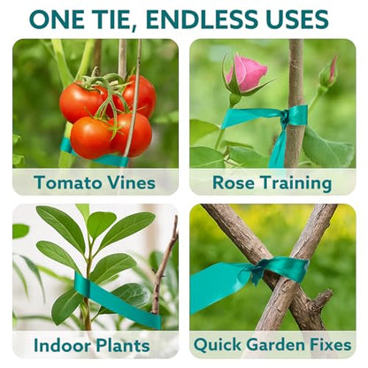 Plant Tie Tape, 1 in x 197 ft Stretchable Green Garden Tape for Plants, Soft Non-Adhesive PVC Plant Ties for Tomatoes, Grapes, Vines, Trees, Branches & Climbing Plants, 2 Rolls - size: 394 ft