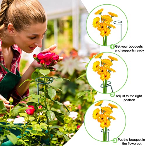 HiGift 10 Pack 17 inches Plant Support Plant Stakes with 20 Pcs Plant Clips, Metal Garden Single Stem Flower Support Stick Plant Cage Support Ring for Amaryllis Orchid Peony Rose Tomato - size: 17 Inch-10 Pack