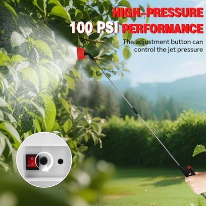 Battery Powered Backpack Sprayer 5.2 Gallon, Compatible with Milwaukee 18V, 100 PSI Electric Garden Sprayer with 18V 1.8Ah Battery & 4 Nozzles, for Weeding, Spraying & Cleaning
