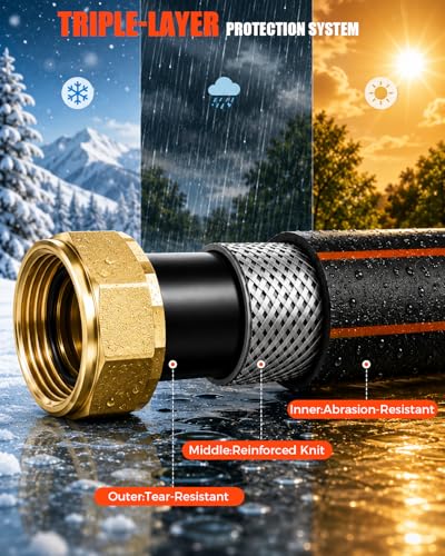 100FT Retractable Garden Hose Reel 1/2 Inch, Wall Mounted Heavy Duty Water Hose with Auto-Lock, Slow Return, 180° Swivel Bracket & 9-Pattern Spray Nozzle, UV Resistant Outdoor Hose Storage System