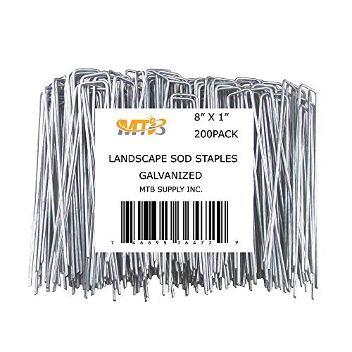 200 Pack 8 Inch 11GA(0.12inch) Galvanized Landscape Staples Garden Stakes Fence Netting Pins Ground Spikes Sod Cover Fabric Pegs - size: 8"x1" 11GA Galvanized 200 Pack