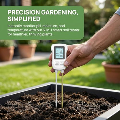 3-in-1 Soil Moisture Meter, Soil Moisture Test & PH Meter/Sunlight Intensity, Backlight LCD Display for Gardening, Farming and Outdoor Plants