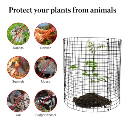 10 Pack Round Plant Protector from Animals, 12'' x 12'' Metal Plant Cages，30Pcs Metal Mesh to Keep Animals Out, Garden Protection Bunny Barricades, Wire Plant Protectors for Rabbits Chicken Duck - size: 10 Pack 12'' x 12''