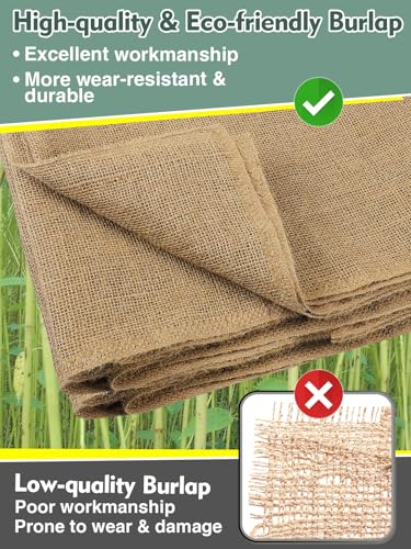 ANPHSIN 50ftx40in Large Natural Burlap Plant Covers Freeze Protection - size: 50ft