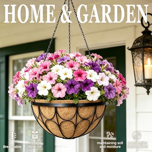 4 Pack 12 Inch Hanging Planters for Outdoor Plants - size: 12