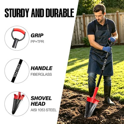 Trenching Spade Shovel Serrated Edge Shovel for Digging,Planting,53 Inches