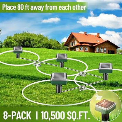 Mole Repellent Solar Powered 8 Pack Sonic Mole Deterrent Spikes, Snake Gopher Vole Repellent for Lawn Garden & Yard Gopher Deterrent, Groundhog Repellent