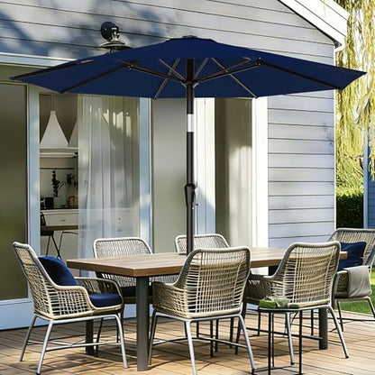AreShark 9FT Outdoor Patio Umbrella with Tilt and Crank, Navy - color: Navy, size: 9ft